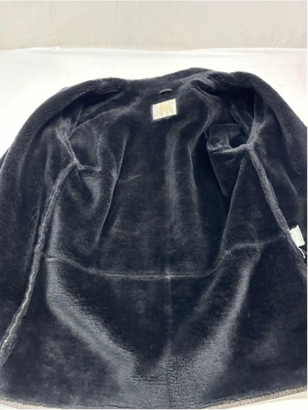 Vintage Cleo Genuine Suede Leather Coat Faux Shearling Trim Brown Large - Picture 6 of 11